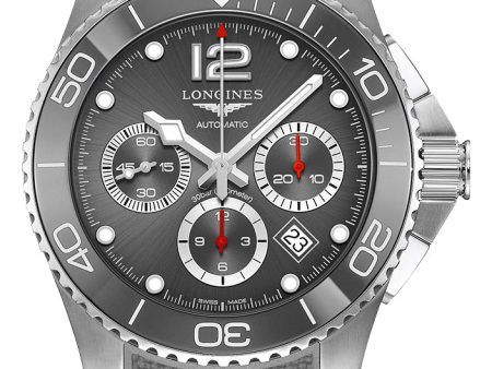 Longines HydroConquest Automatic Chronograph Stainless Steel Gray Dial Gray Rubber Strap Date Divers Mens Watch L3.883.4.76.9 Sale