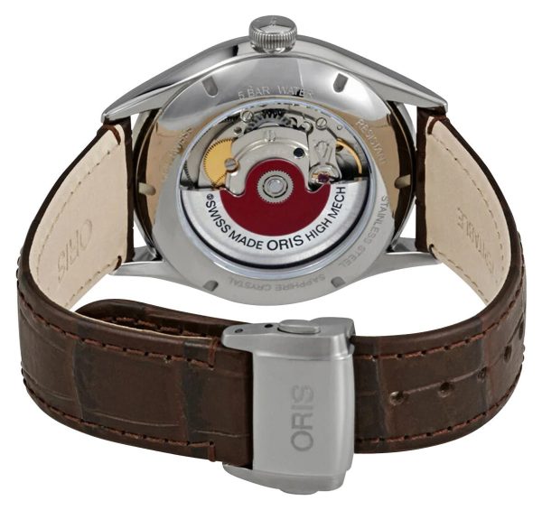 Oris Artelier Date Automatic Stainless Steel Gray Dial Brown Leather Strap Mens Watch 733 7721 4053-07 5 21 65FC Cheap