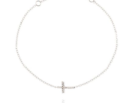 18kt Cross Bracelet Gold and Zircons - 765371 Discount