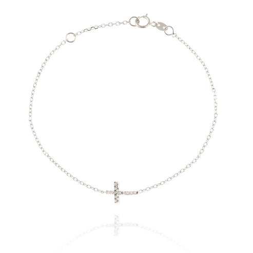 18kt Cross Bracelet Gold and Zircons - 765371 Discount