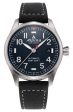 Alpina Startimer Pilot Automatic Stainless Steel Black Leather Strap Blue Dial Date Mens Watch AL-525NN3S6 on Sale