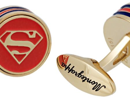 Montegrappa DC Comics Superheroes Superman Gold Plated, Red & Blue Cufflinks IDDCCLYB Cheap