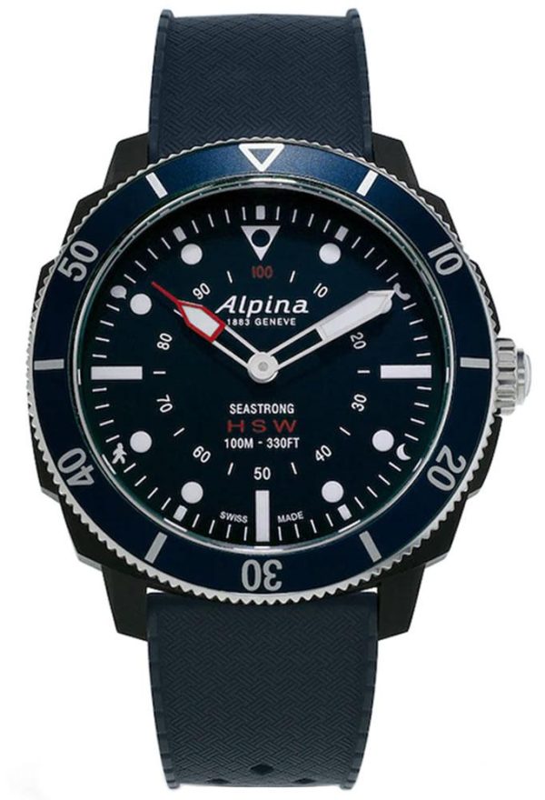 Alpina Seastrong HSW Horological Smartwatch Black Fiber Glass Case Blue Dial Blue Rubber Strap Quartz Mens Watch AL-282LNN4V6 Supply