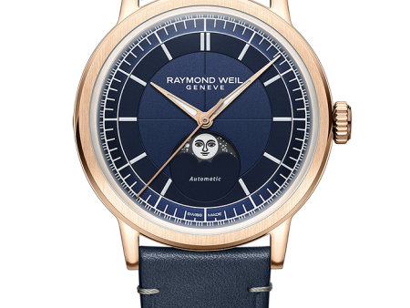 Raymond Weil Millesime Men s Automatic Moonphase Midnight Blue Dial Leather Strap 2945-PC5-50001 Discount