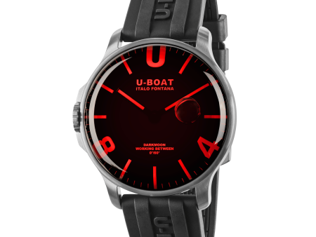 U-BOAT DARKMOON 44MM RED GLASS SS RUBBER CODE 8465 B Discount