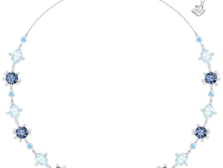 Swarovski Olive Necklace Blue Crystals Rhodium Plated 5480481 For Sale