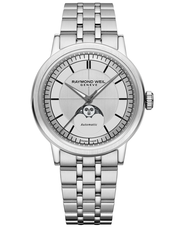 Raymond Weil Millesime Men s Automatic Moonphase Silver Dial Bracelet 2945-ST-65001 For Sale