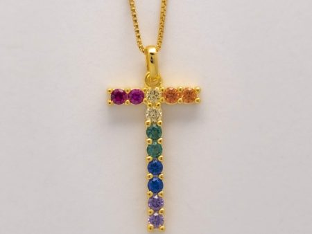 Silver 925 Rainbow Initial Necklace - T For Sale