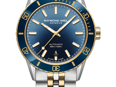 Raymond Weil Freelancer Diver Men s Two-Tone Gradient Blue Dial Bracelet 2775-SP3-50052 on Sale