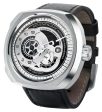 SEVENFRIDAY Q-Series Automatic Stainless Steel Silver Gray Dial Black Leather Strap Date Mens Watch Q1 03 Online Sale