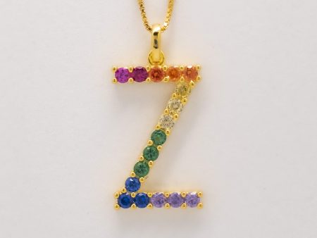 Silver 925 Rainbow Initial Necklace - Z Online