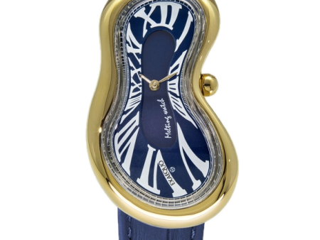 Exaequo Melting Watch SS PVD Gold, Dark Blue Dial Hot on Sale